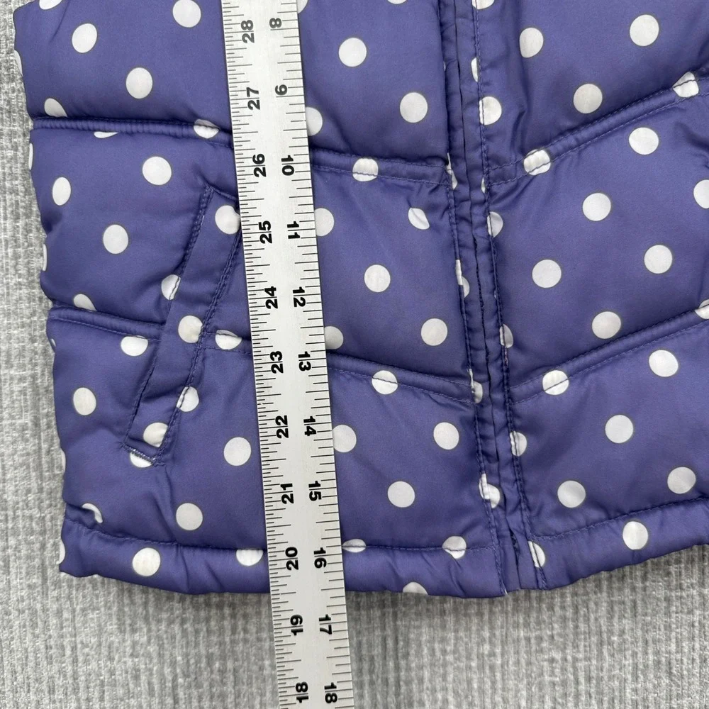 Gymboree Girls Puffer Vest Size S (5-6) Purple White Polka Dot Faux‎ Fur Trim